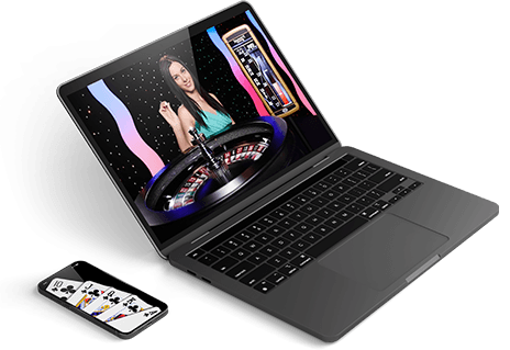 Live Dealer Spiele auf dem Smartphone und Laptop.