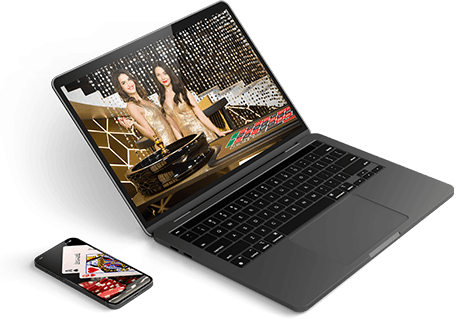 Live Dealer Spiele auf dem Smartphone und Laptop.